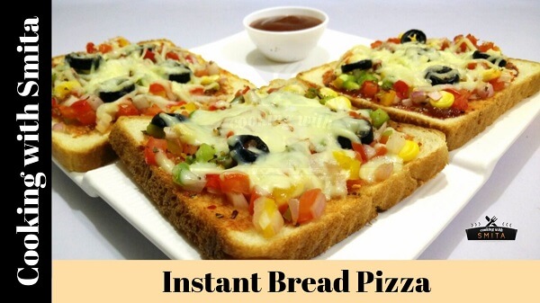 Bread Pizza Recipe by Cooking with Smita