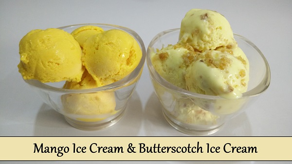 Mango Ice Cream & Butterscotch Ice Cream