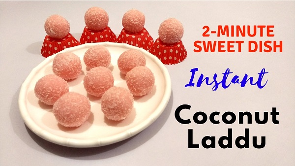 Instant Coconut Laddu 2 minute Sweet Dish