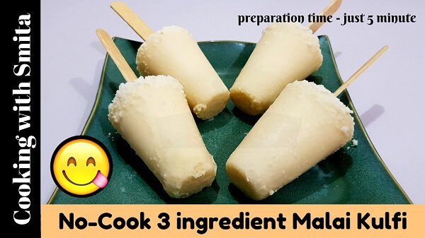 3 Ingredient No Cook Malai Kulfi Recipe
